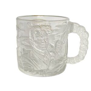 Two-Face Batman Forever McDonalds Collectible Clear Embossed Glass Mug 1995